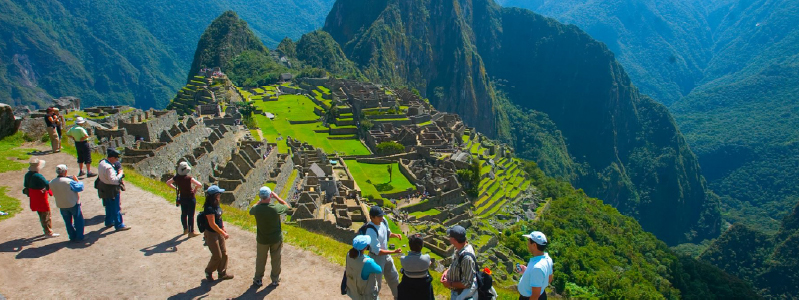 Tourists in line at Machu Picchu
